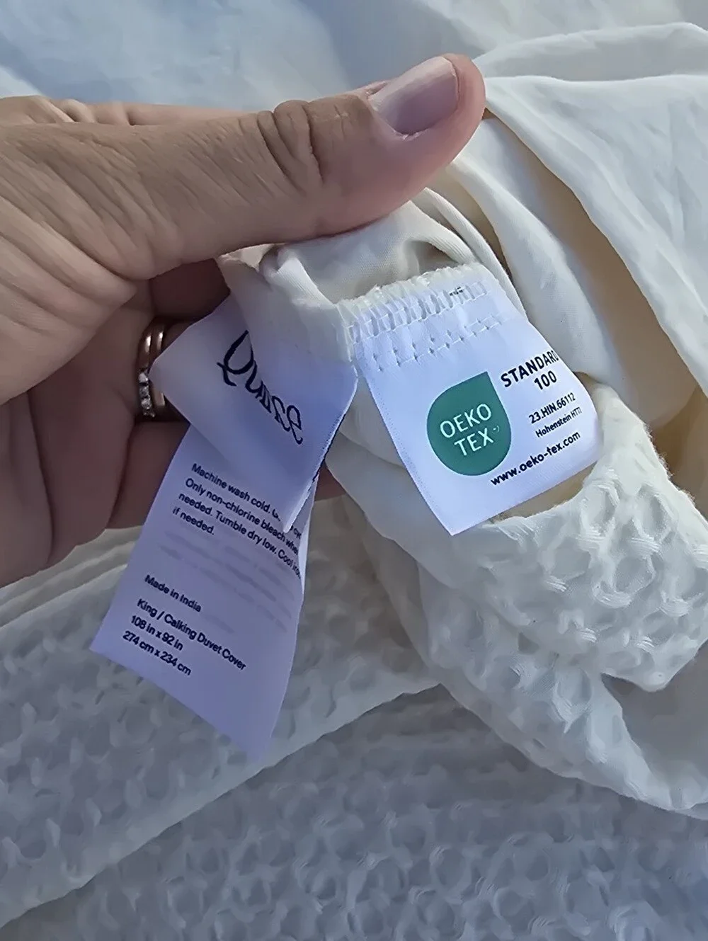 New Quince King/cal King Honeycomb Luxe Undyed Cream Duvet Cover Set 2 Shams